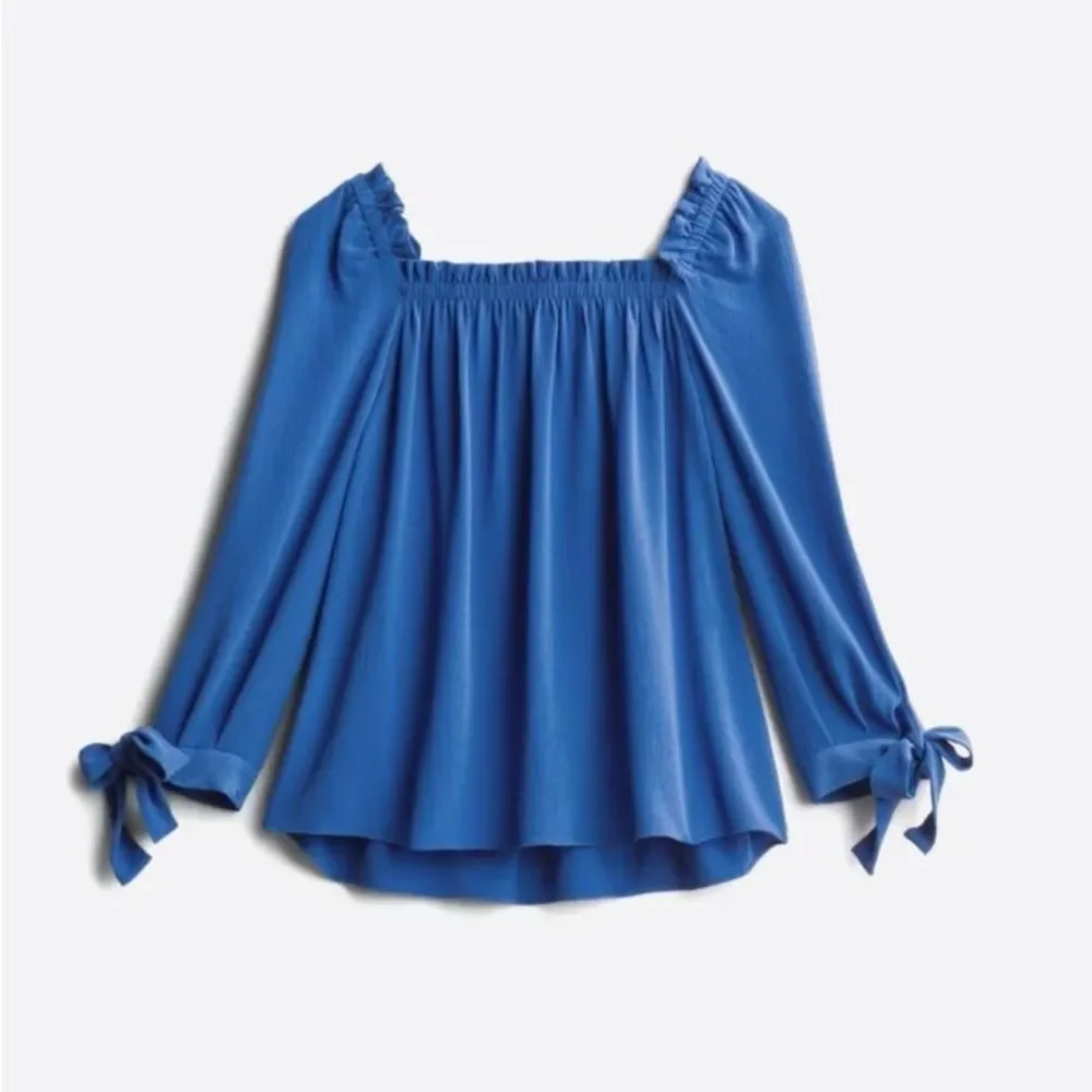 CeCe Blue Square Neck Peasant Blouse Sz Small (oversized)‎ | Moonlit | NWT